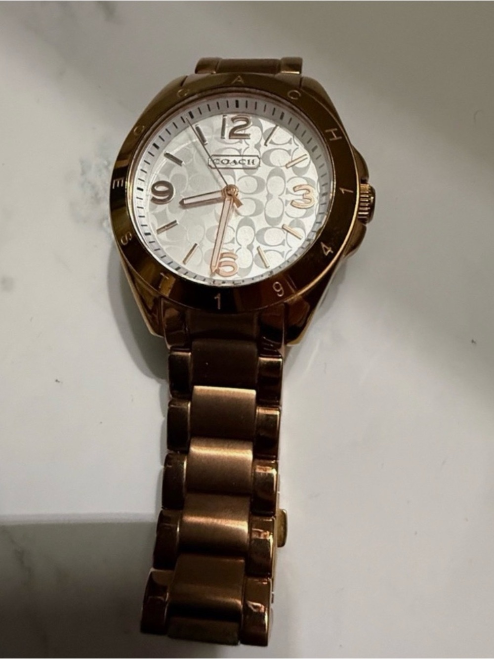 Coach Rose Gold-Tone Signature Link Watch - Picture 10 of 10